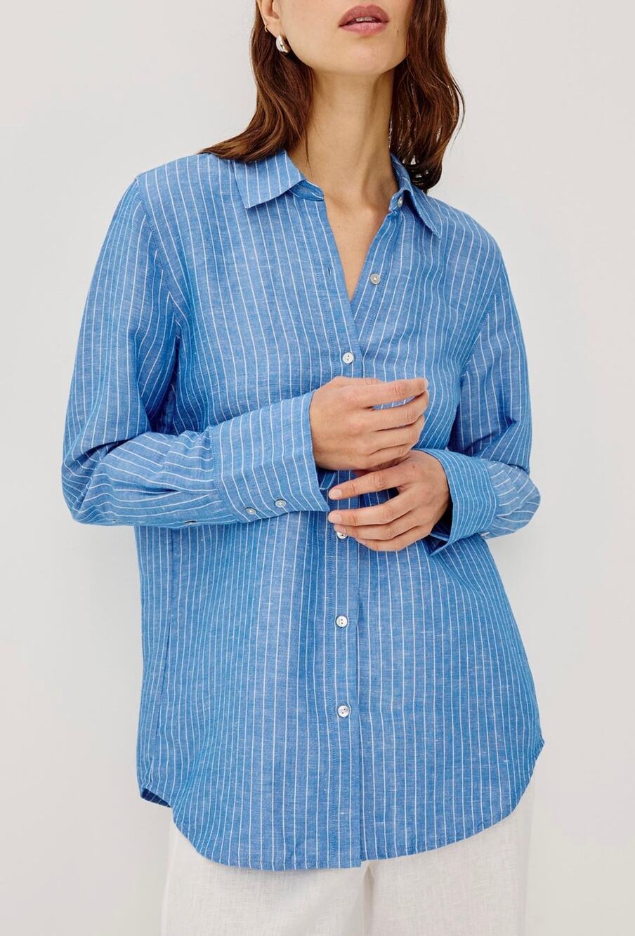 Rails Knox Linen Blend Button-Up Shirt in Avalon Stripe Size L